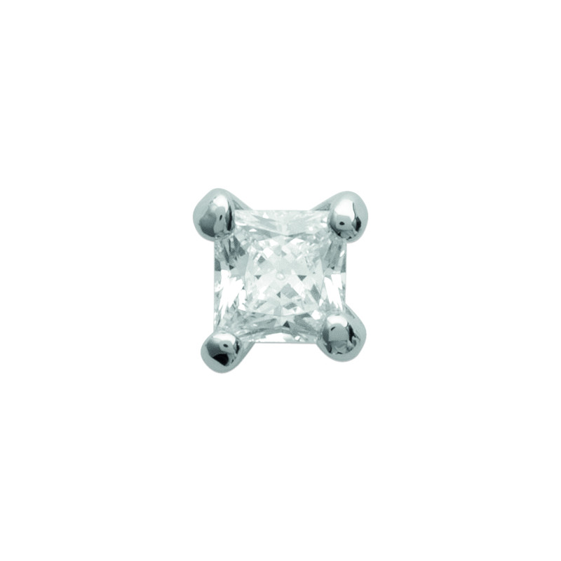 Boucle d’Oreille en Argent 925 avec Zirconium Carré – 3 mm – Vendue à l’unité