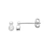 Boucles d'Oreilles argent avec Strass Brillants Double