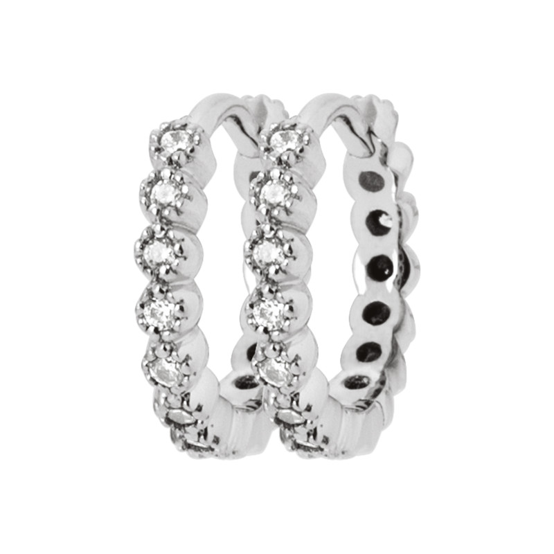 Créoles Scintillantes en Argent 925 avec Pavé de Zircons - Luxe et Élégance