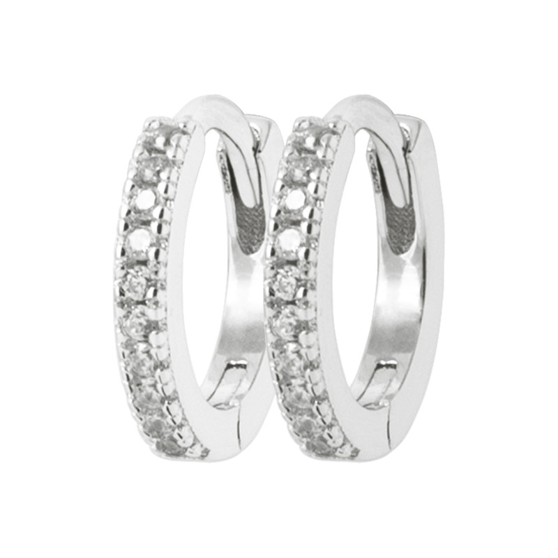 Créoles Élégantes en Argent 925 avec Pavé de Zircons - Raffinement Éclatant