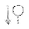 Boucles d'Oreilles Créoles avec Pendentif Fleur en Argent