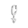 Boucles d'Oreilles Créoles avec Pendentif Fleur en Argent