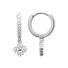 Boucles d'Oreilles Créoles avec Pendentif Diamanté en Argent