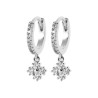 Boucles d'Oreilles Créoles avec Pendentif Diamanté en Argent