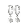 Boucles d'Oreilles Créoles Soleil en Argent Sterling avec Zircons