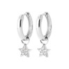 Boucles d'Oreilles Créoles Étoile en Argent avec Zircons