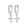 Boucles d'Oreilles Créoles avec Croix en Argent et Zircons