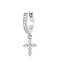 Boucles d'Oreilles Créoles avec Croix en Argent et Zircons
