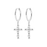 Boucles d'Oreilles créoles Croix en Argent et Zircons
