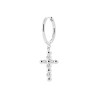 Boucles d'Oreilles créoles Croix en Argent et Zircons