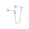 Boucle d'Oreille Chaîne en Argent avec Double Zirconium