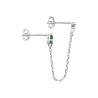 Boucle d'Oreille Chaîne en Argent avec Double Zirconium Émeraude et Blanc
