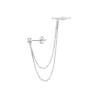 Boucle d'Oreille Chaîne en Argent avec Double Chaîne et Détails en Zirconium