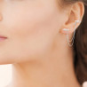 Boucle d'Oreille Chaîne en Argent avec Double Chaîne et Détails en Zirconium