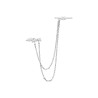Boucle d'Oreille Chaîne en Argent avec Double Chaîne et Détails en Zirconium