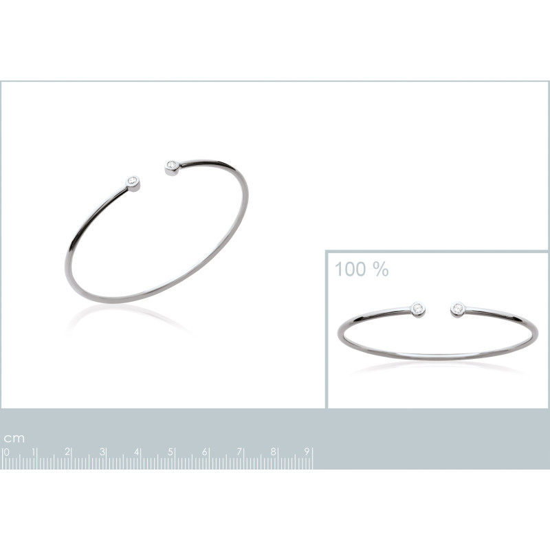 Bracelet Jonc Ouvert en Argent 925 avec Zirconiums Bracelet Jonc Ouvert en Argent 925 avec Zirconiums