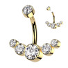 Piercing nombril en titane doré serti de 5 CZ