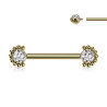 Piercing téton en titane cristal simple perlé doré