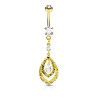 Piercing nombril doré double goutte