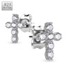 Boucles d'oreilles clous croix en argent 925
