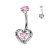 Piercing nombril en titane avec pendentif cœur et cristal