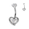 Piercing nombril en titane avec pendentif cœur et cristal