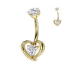 Piercing nombril en titane doré avec pendentif cœur et cristal