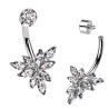 Piercing nombril en titane avec pendentif fleur et cristaux
