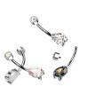 Piercing nombril en titane avec cristaux en forme de goutte d'eau