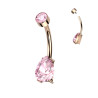 Piercing nombril titane or rose cristal rose en forme de goutte d'eau