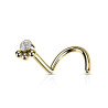 Piercing nez acier chirurgical plaqué or avec cristal et détails perlés