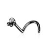 Piercing nez acier chirurgical noir avec cristal et détails perlés
