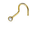 Piercing nez acier chirurgical doré avec cristal solitaire