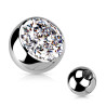 Bille de piercing en acier chirurgical avec cristal
