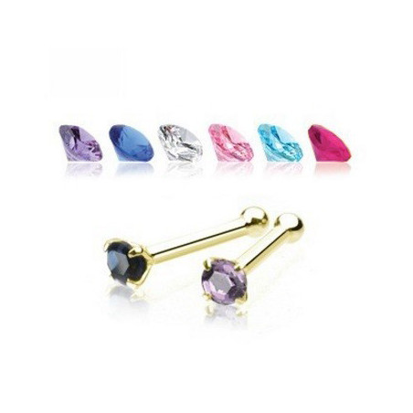 Piercing nez or jaune massif cristal 2mm discret