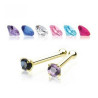 Piercing nez or jaune massif cristal 2mm discret