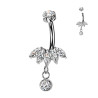 Piercing nombril en titane avec cristaux suspendus