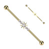 Piercing industriel en titane doré avec cristaux