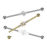 Piercing industriel en titane doré avec cristaux