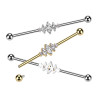 Piercing industriel en titane doré avec cristaux taille marquise