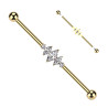 Piercing industriel en titane doré avec cristaux taille marquise