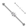 Piercing industriel en titane argenté avec cristaux taille marquise