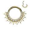 Piercing anneau Titane Doré avec Détails Soleil et Strass Brillants