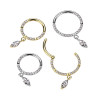 Piercing anneau titane doré pendentif goutte élégant