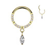 Piercing anneau titane doré pendentif goutte élégant