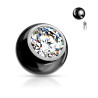 Bille de piercing en acier chirurgical noir cristal