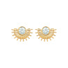 Boucles d'oreilles soleil en plaqué or avec strass blanc central