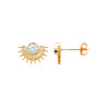 Boucles d'oreilles soleil en plaqué or avec strass blanc central