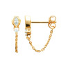 Boucles d'oreilles plaqué or avec chaînette et double strass scintillant