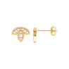 Boucles d'oreilles plaqué or en forme de feuille avec strass scintillants